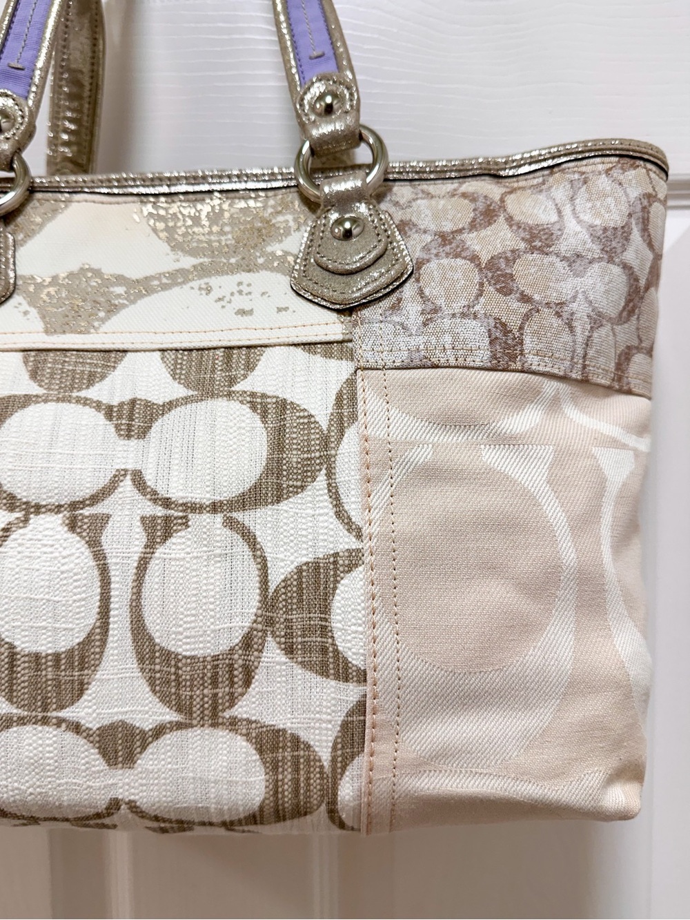 Coach Poppy Patchwork Glam Tote Signature Canvas - Picture 11 of 17